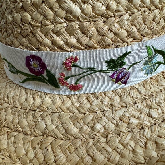 Liz Claiborne Woven Straw Raffia Sun Garden Beach Hat Natural Size 23\